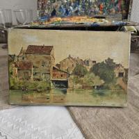 1 huile sur toile village et pecheurs