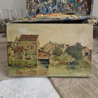 3 huile sur toile village et pecheurs